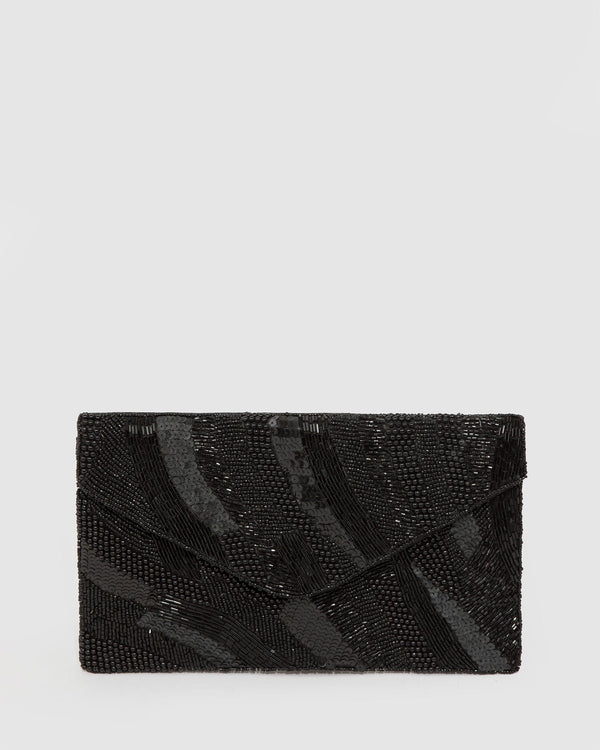 Colette by Colette Hayman Black Tanya Beaded Clutch Bag