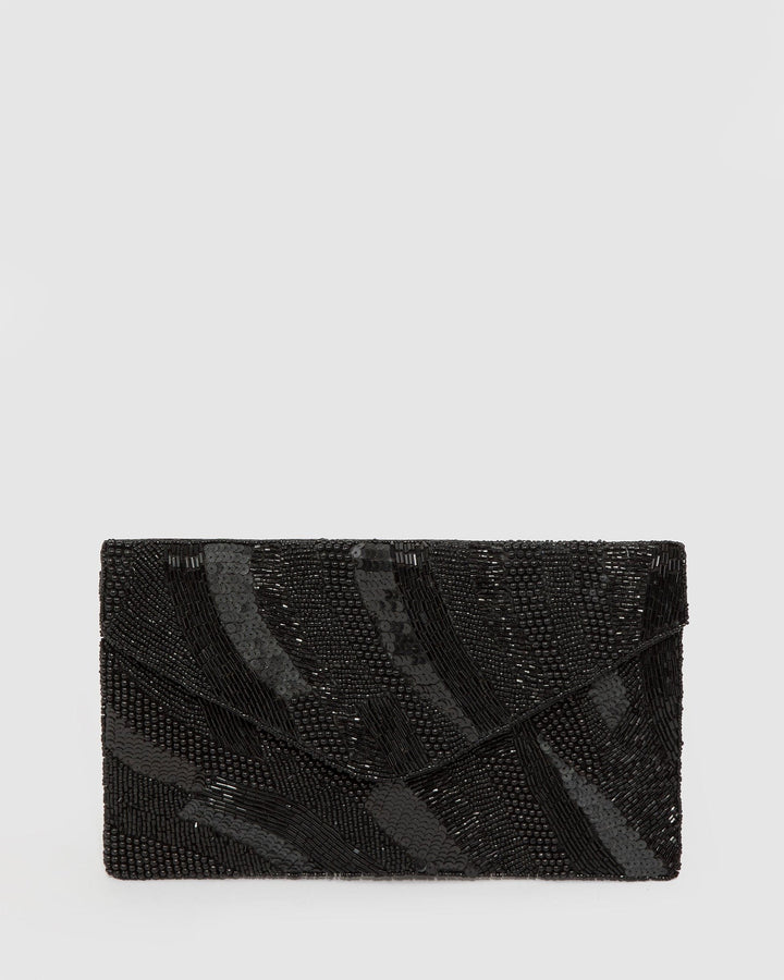 Colette by Colette Hayman Black Tanya Beaded Clutch Bag