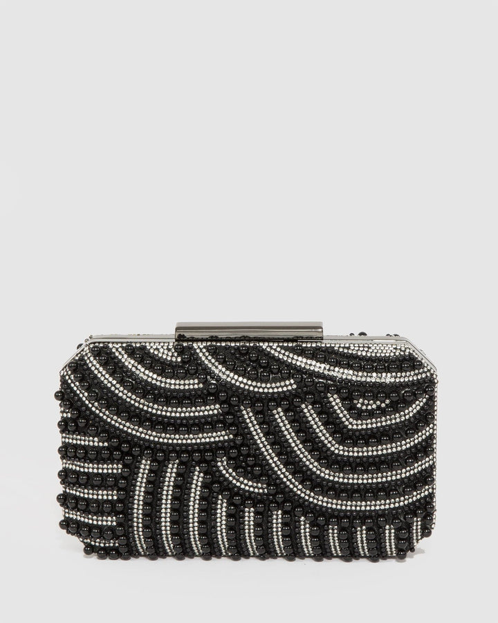 Colette by Colette Hayman Black Violet Crystal Clutch Bag