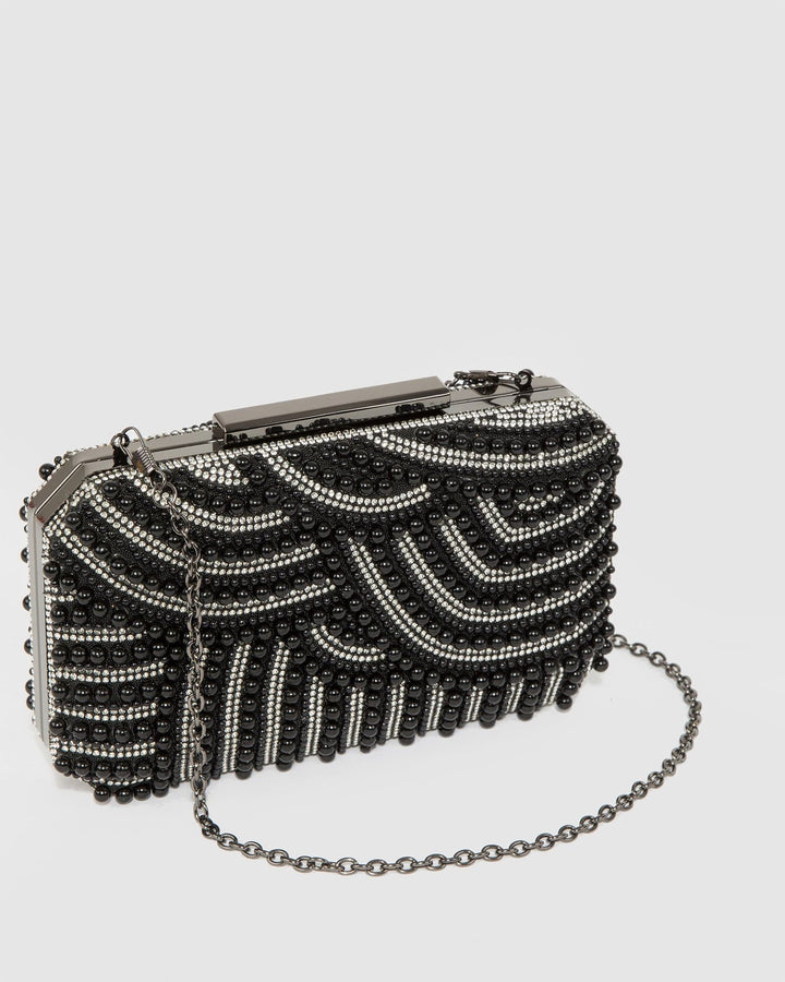 Colette by Colette Hayman Black Violet Crystal Clutch Bag