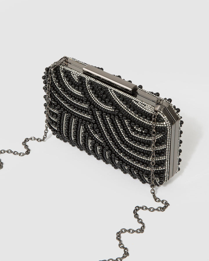 Colette by Colette Hayman Black Violet Crystal Clutch Bag