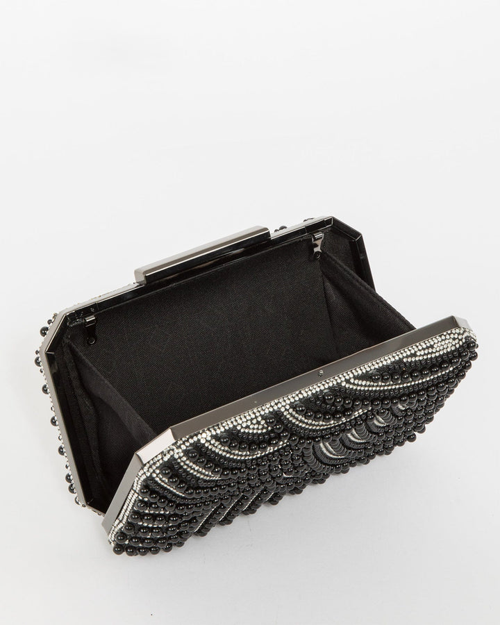 Colette by Colette Hayman Black Violet Crystal Clutch Bag