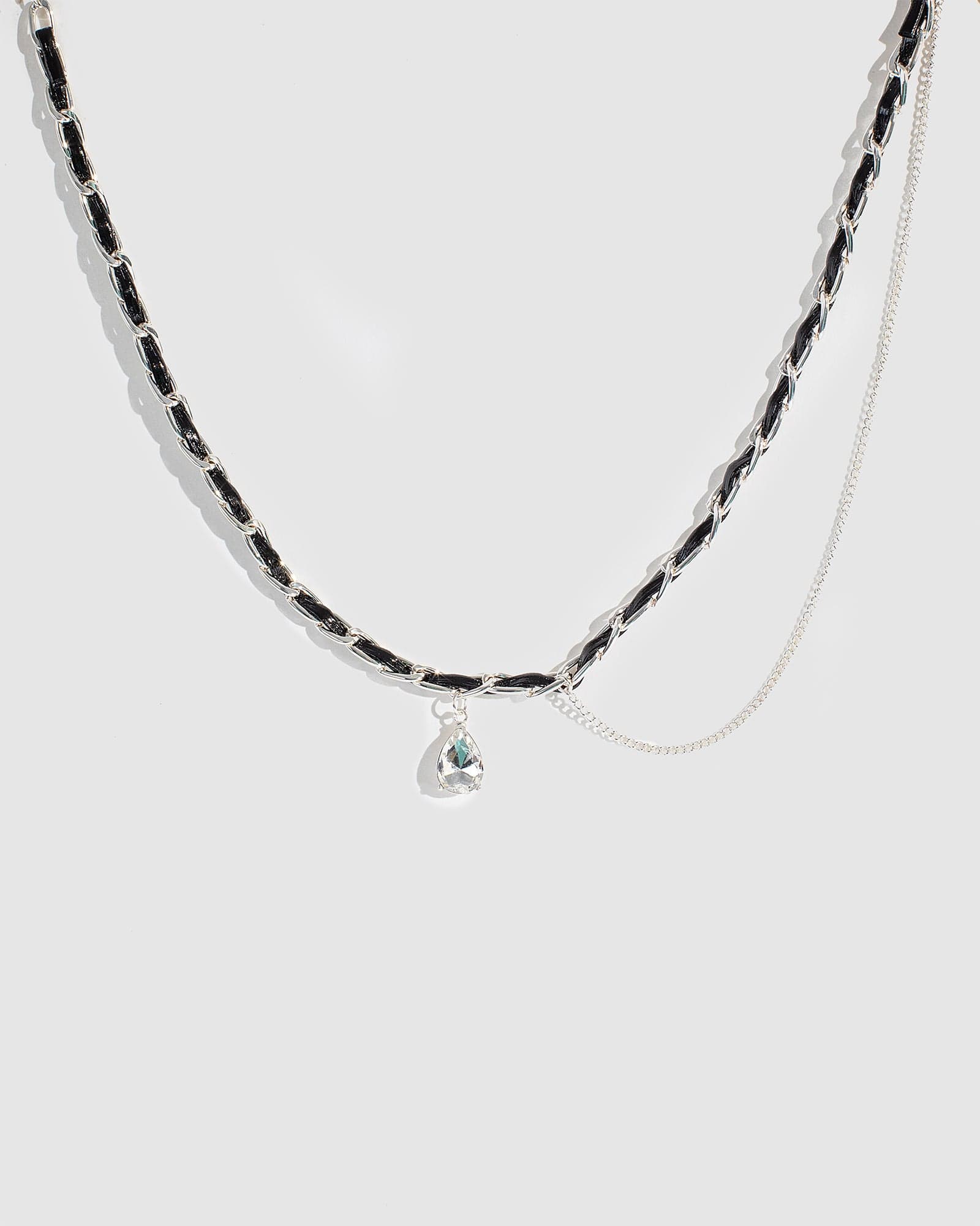 Black Woven Chain Crystal Necklace | colette hayman