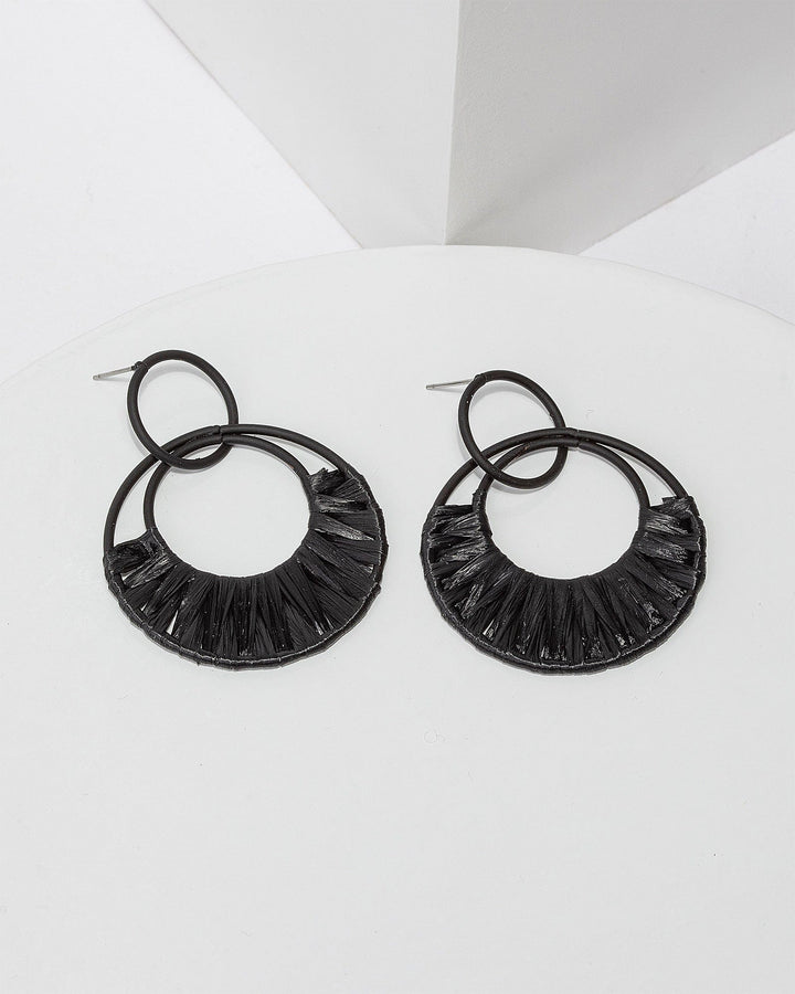 Colette by Colette Hayman Black Woven Double Circle Earrings