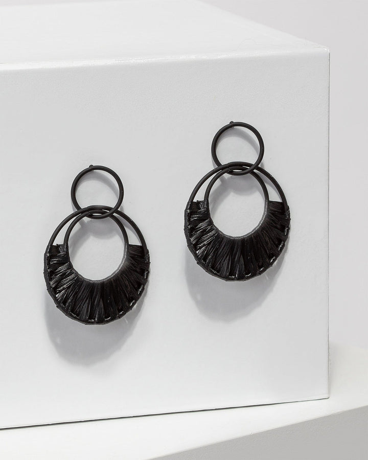 Colette by Colette Hayman Black Woven Double Circle Earrings