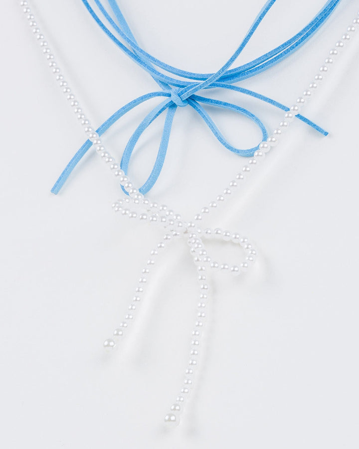 Colette by Colette Hayman Blue Multi Pack Pearl Bow And String Necklace