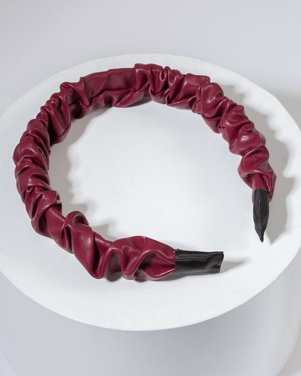 Colette by Colette Hayman Burgundy Leather Look Ruched Headband