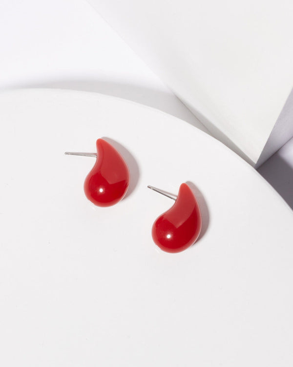 Colette by Colette Hayman Burgundy Liquid Tear Drops Stud Earrings