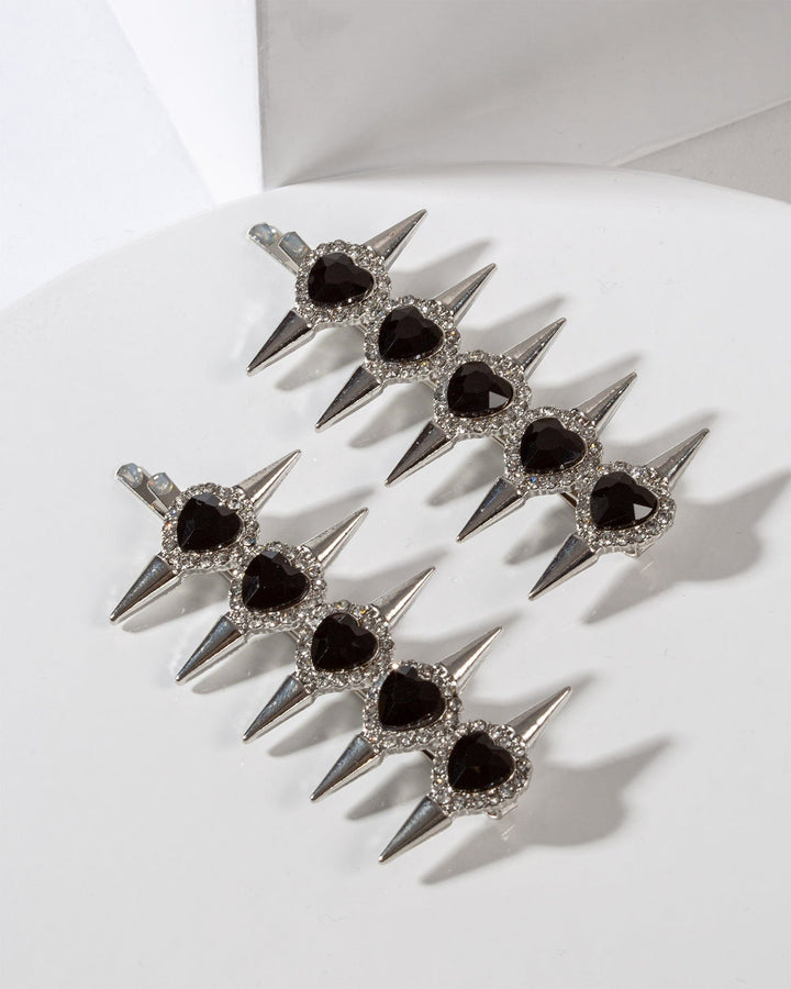 Colette by Colette Hayman Crystal 2 Pack Heart Spike Hair Slides