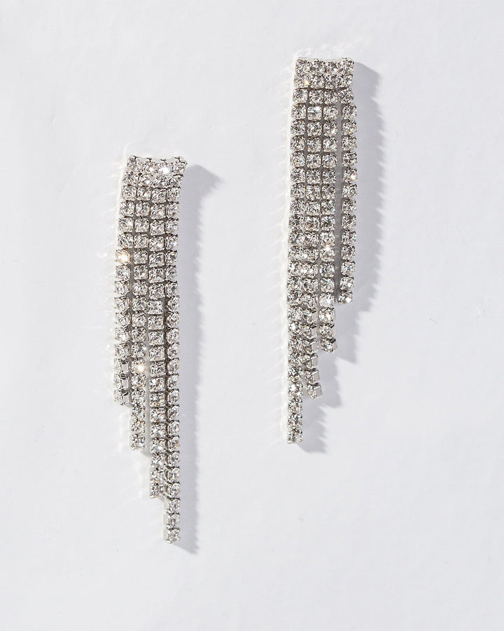 Colette by Colette Hayman Crystal 4 Row  Tassel Earrings