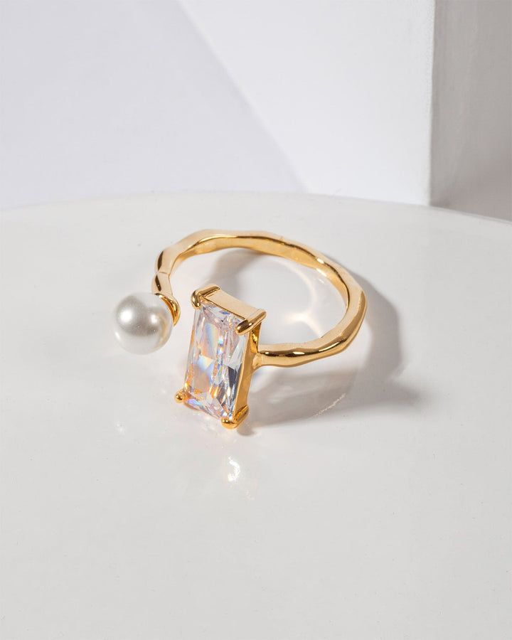 Colette by Colette Hayman Crystal And Pearl Detail Ring