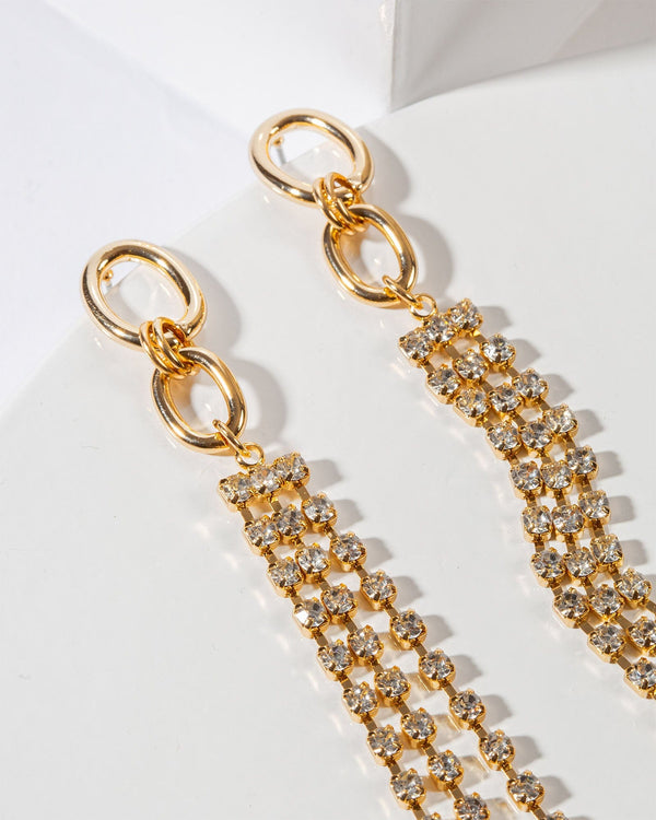 Colette by Colette Hayman Crystal Multi Chain Tassel Drop Earrings