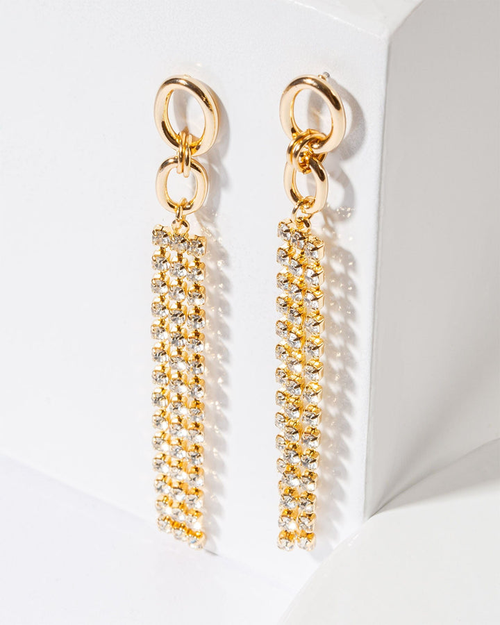 Colette by Colette Hayman Crystal Multi Chain Tassel Drop Earrings