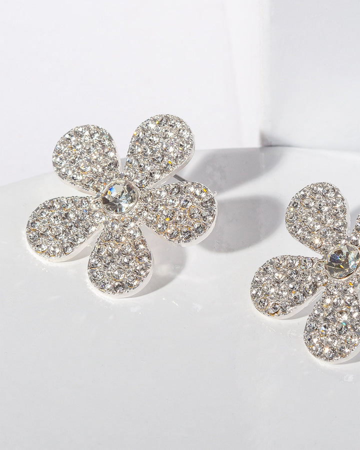 Colette by Colette Hayman Crystal Pave Flower Statement Stud Earrings