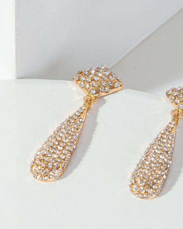 Colette by Colette Hayman Crystal Pave Square Tear Drop Earrings