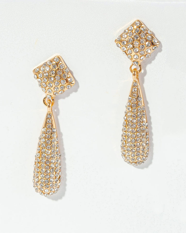 Colette by Colette Hayman Crystal Pave Square Tear Drop Earrings