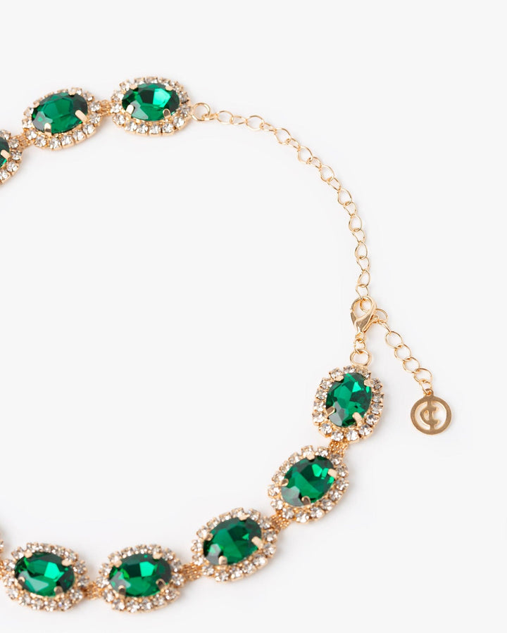 Colette by Colette Hayman Emerald Framed Oval Crystal Choker Necklace