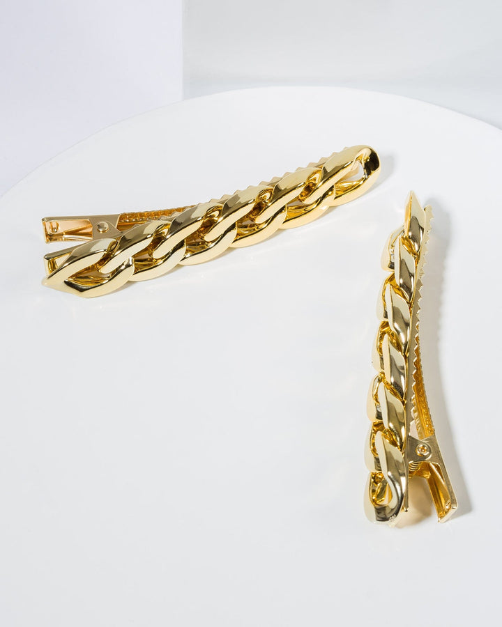 Colette by Colette Hayman Gold 2 Pack Linked Chain Hair Slide