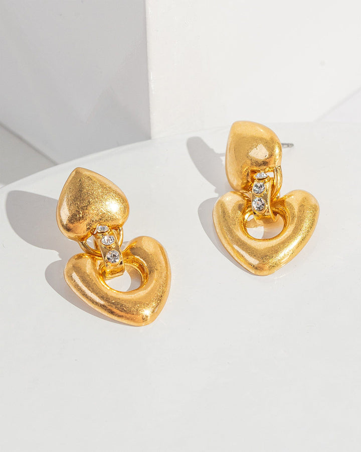 Colette by Colette Hayman Gold Brushed Metal Heart Earrings