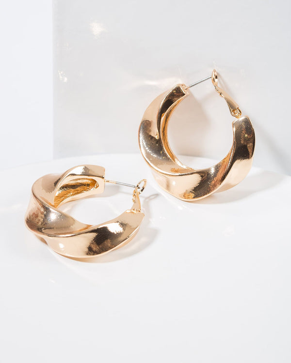 Colette by Colette Hayman Gold Chunky Twisty Hoop Earrings