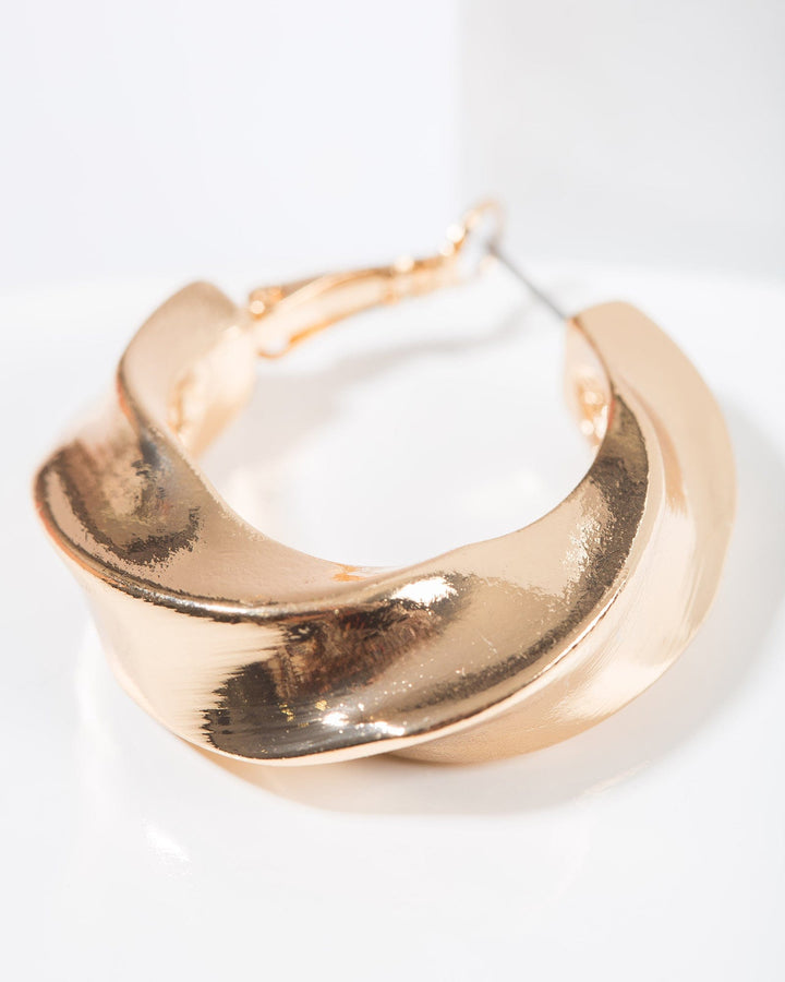 Colette by Colette Hayman Gold Chunky Twisty Hoop Earrings