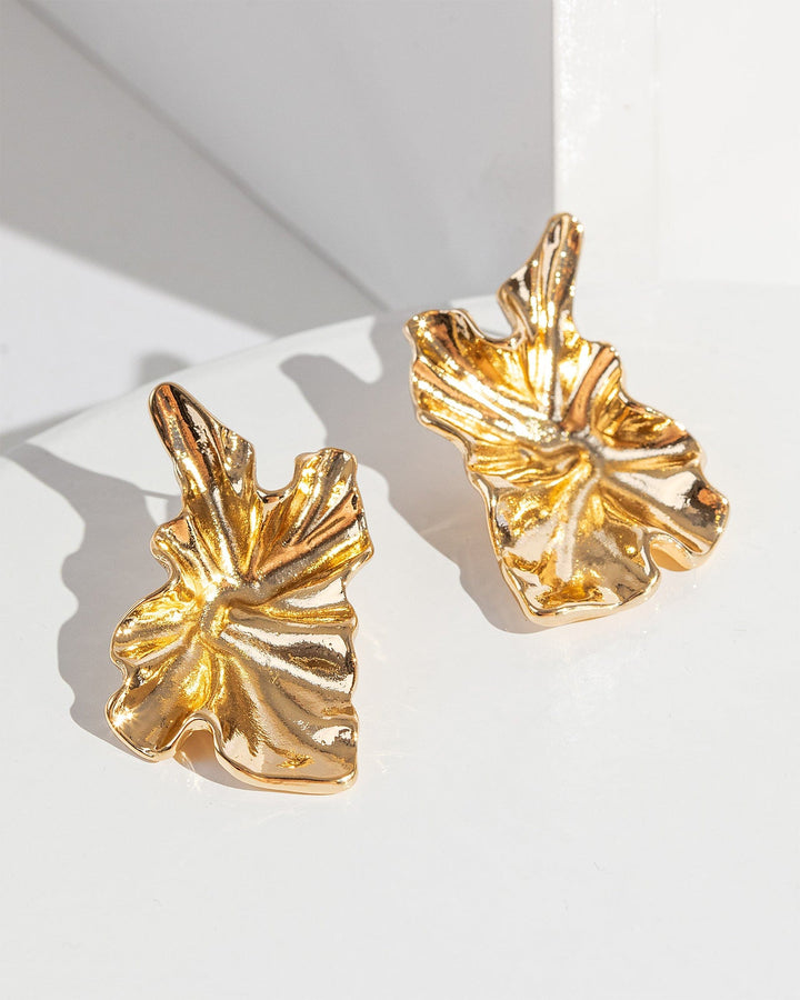 Colette by Colette Hayman Gold Crushed Metal Statement Stud Earrings