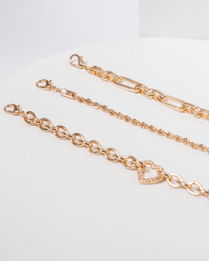 Colette by Colette Hayman Gold Heart Chain Bracelet Pack