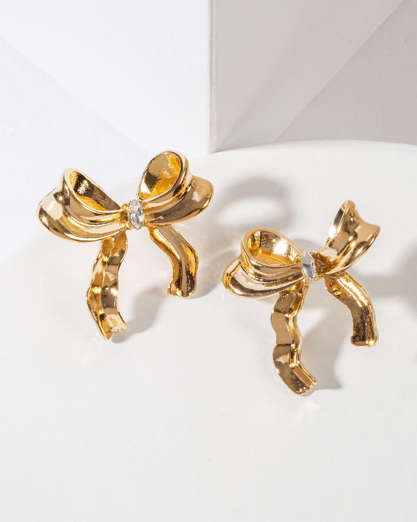 Colette by Colette Hayman Gold Metal Bow Stud Earrings