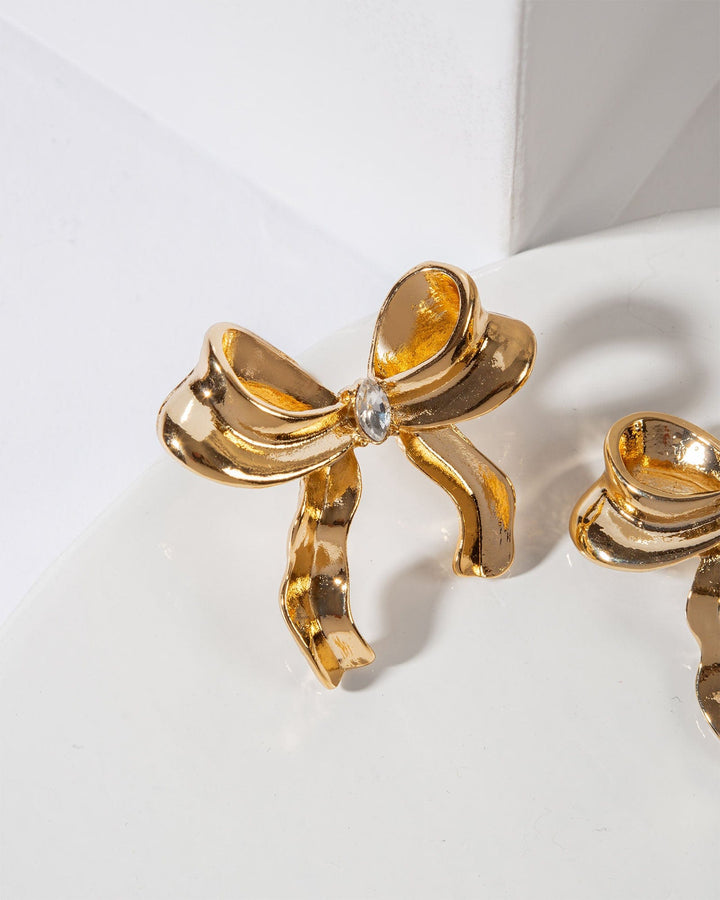 Colette by Colette Hayman Gold Metal Bow Stud Earrings