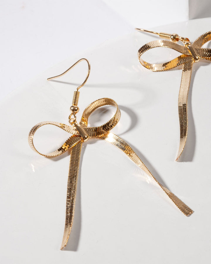 Colette by Colette Hayman Gold Metal Chain Bow Drop Earrings