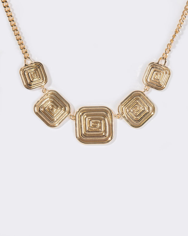 Colette by Colette Hayman Gold Spiral Square Statement Necklace