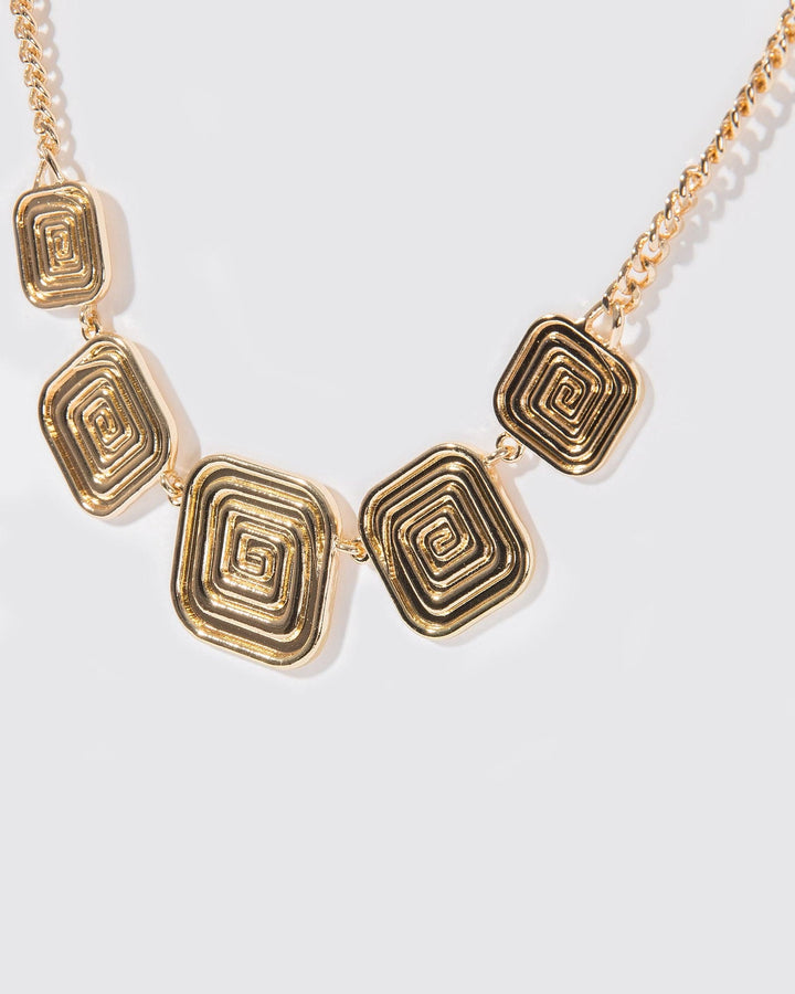 Colette by Colette Hayman Gold Spiral Square Statement Necklace