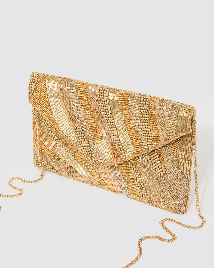 Colette by Colette Hayman Gold Tanya Beaded Clutch Bag