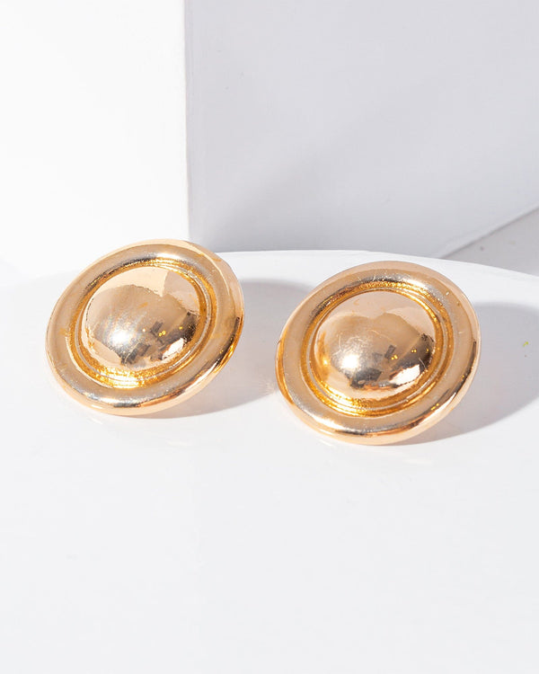 Colette by Colette Hayman Gold Textured Button Stud Earrings