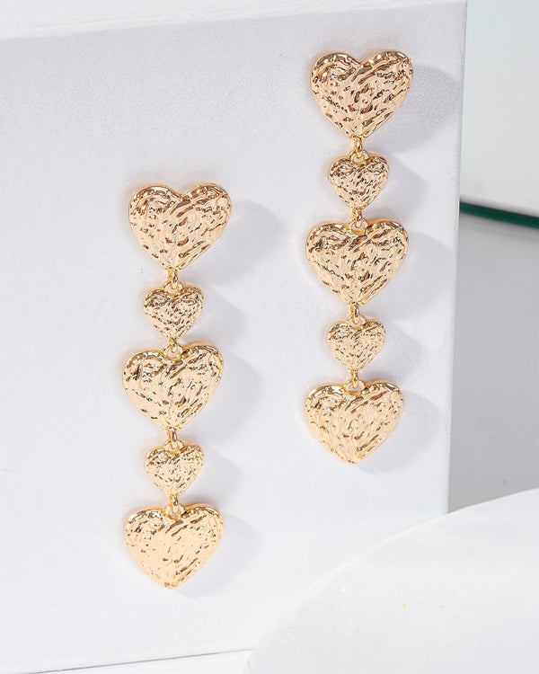 Colette by Colette Hayman Gold Textured Heart Drop Earrings