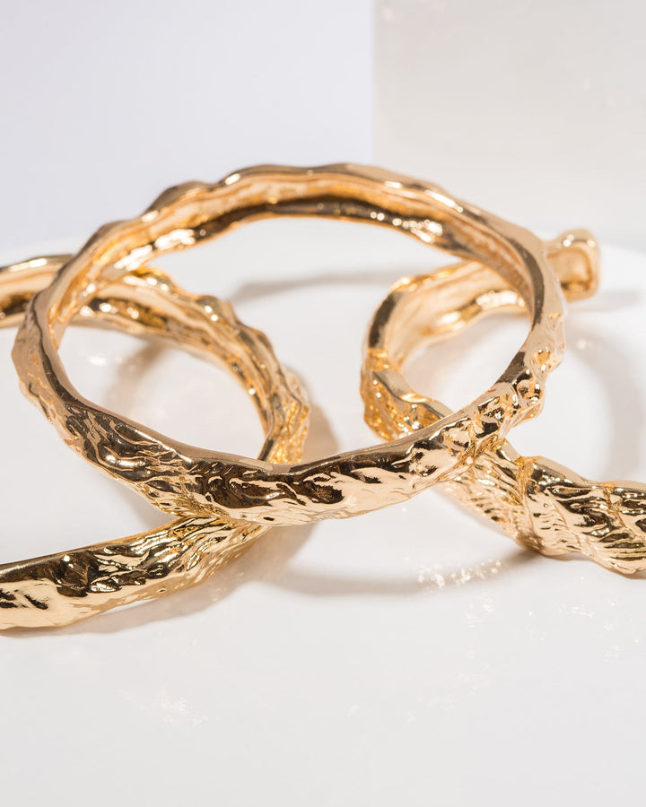 Colette by Colette Hayman Gold Textured Metal Cuff Bracelet Pack