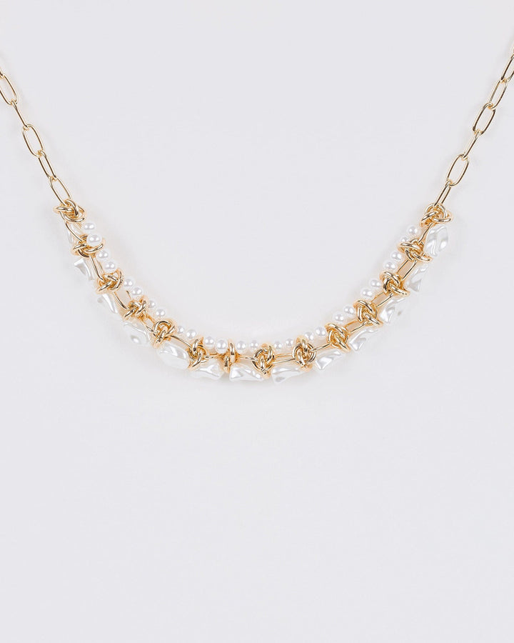 Colette by Colette Hayman Gold Twisted Metal And Pearl Necklace