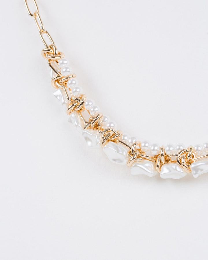 Colette by Colette Hayman Gold Twisted Metal And Pearl Necklace