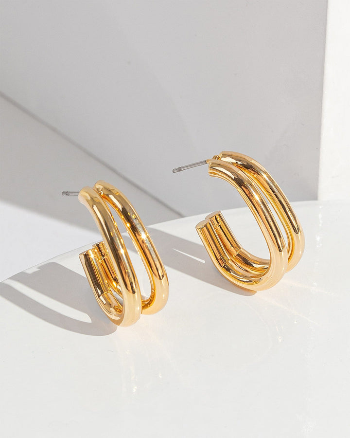 Colette by Colette Hayman Gold Two Row Oval Hoop Earrings