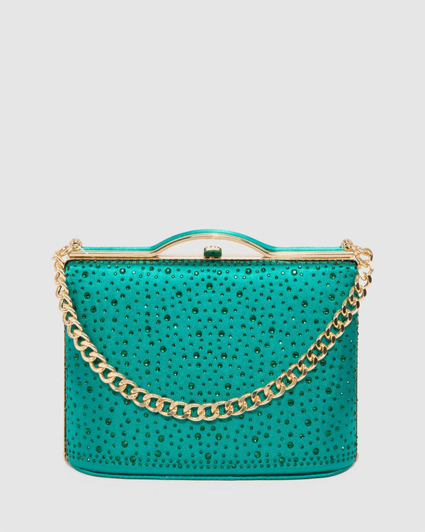 Colette by Colette Hayman Green Tullia Crystal Chain Clutch Bag