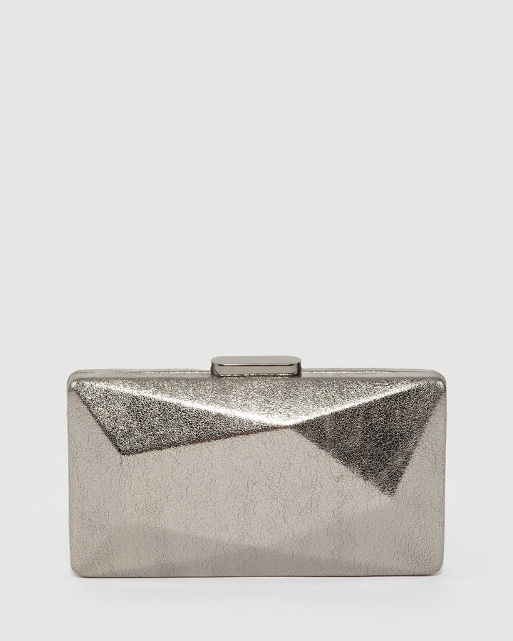 Colette by Colette Hayman Gunmetal Liza Geo Hardcase Clutch Bag