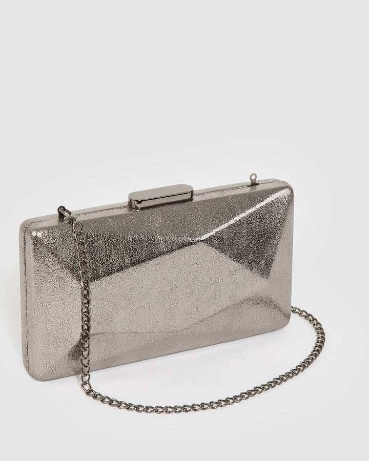 Colette by Colette Hayman Gunmetal Liza Geo Hardcase Clutch Bag