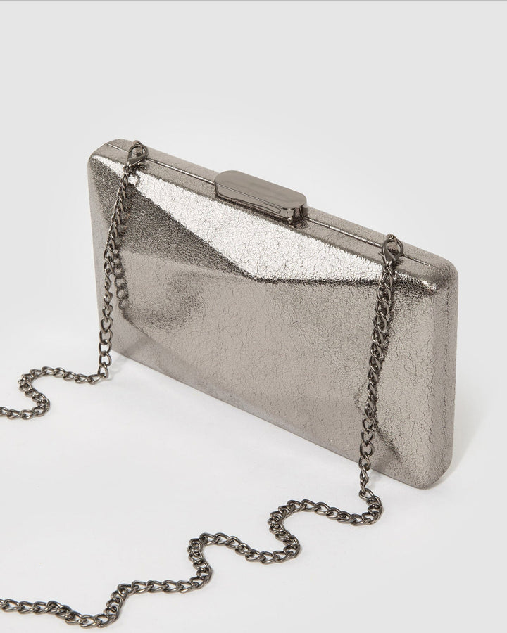 Colette by Colette Hayman Gunmetal Liza Geo Hardcase Clutch Bag