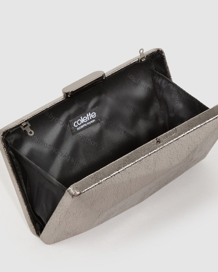 Colette by Colette Hayman Gunmetal Liza Geo Hardcase Clutch Bag