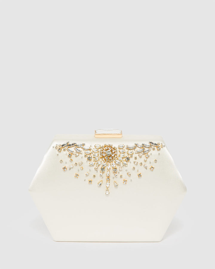 Colette by Colette Hayman Ivory Evelyn Crystal Clutch Bag