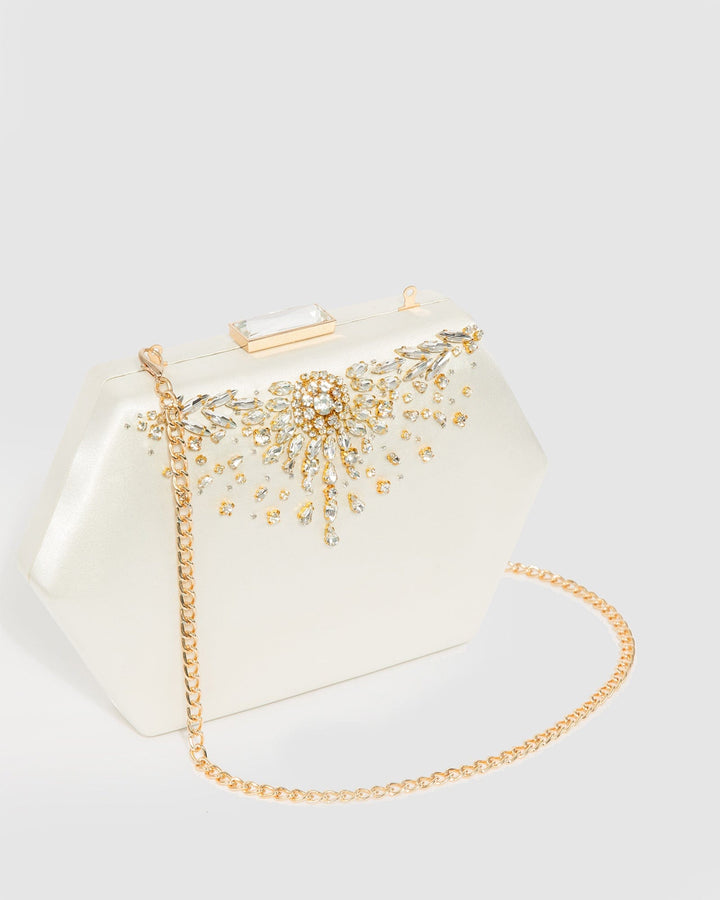 Colette by Colette Hayman Ivory Evelyn Crystal Clutch Bag