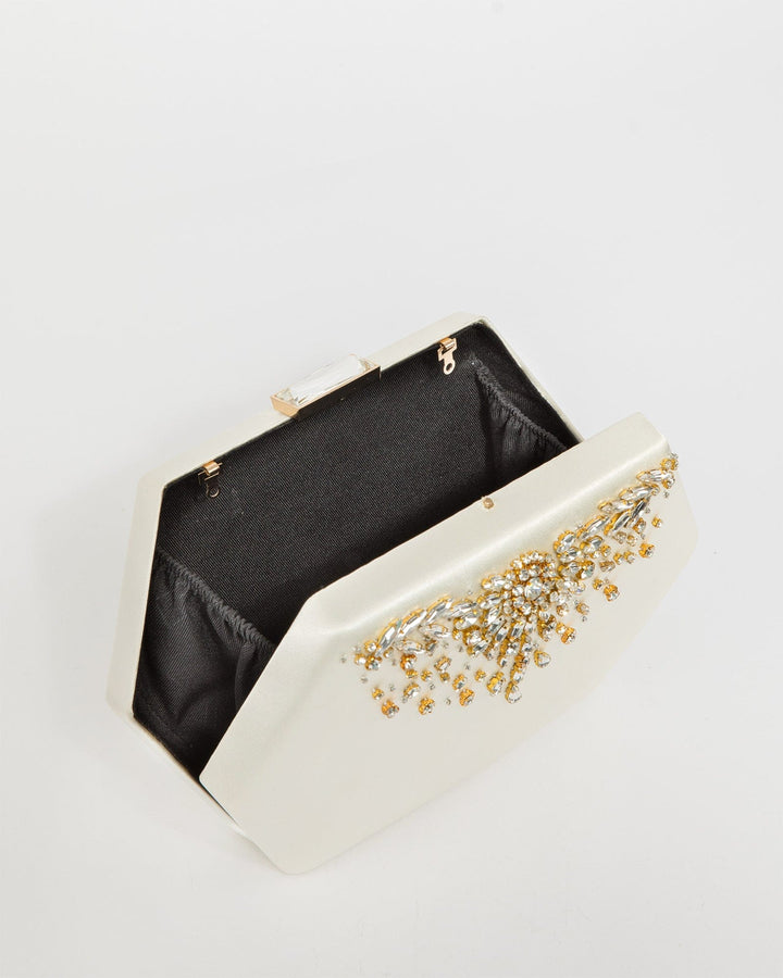 Colette by Colette Hayman Ivory Evelyn Crystal Clutch Bag