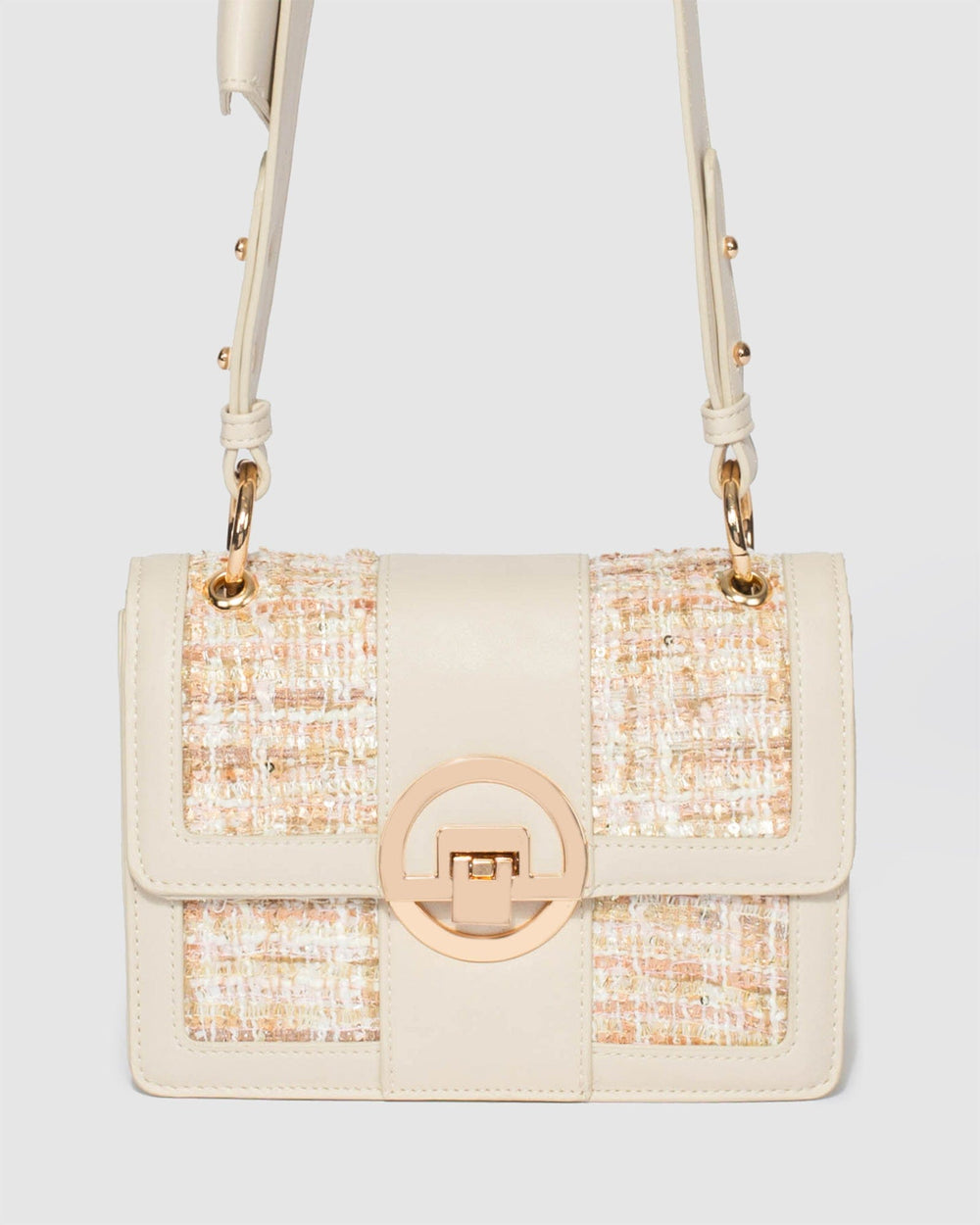 River Island Monogram Pouchette Cross Body Bag in White