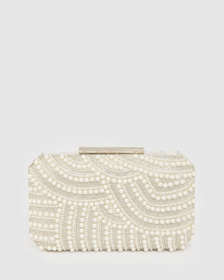 Colette by Colette Hayman Ivory Violet Crystal Clutch Bag