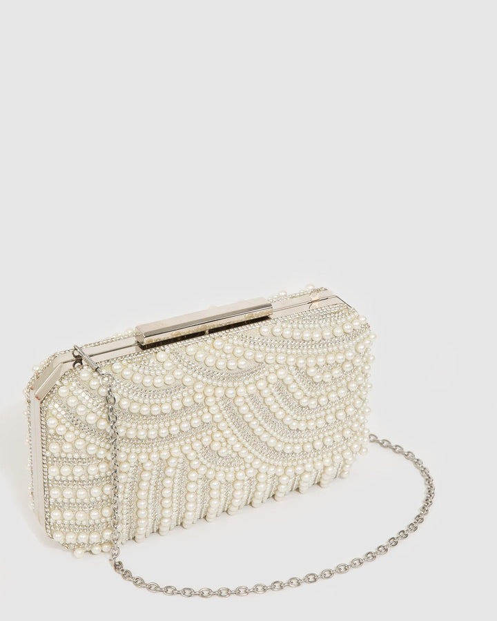 Colette by Colette Hayman Ivory Violet Crystal Clutch Bag